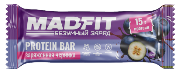 Mad Fit Батончик неглазированный "Черника-голубика" 50г